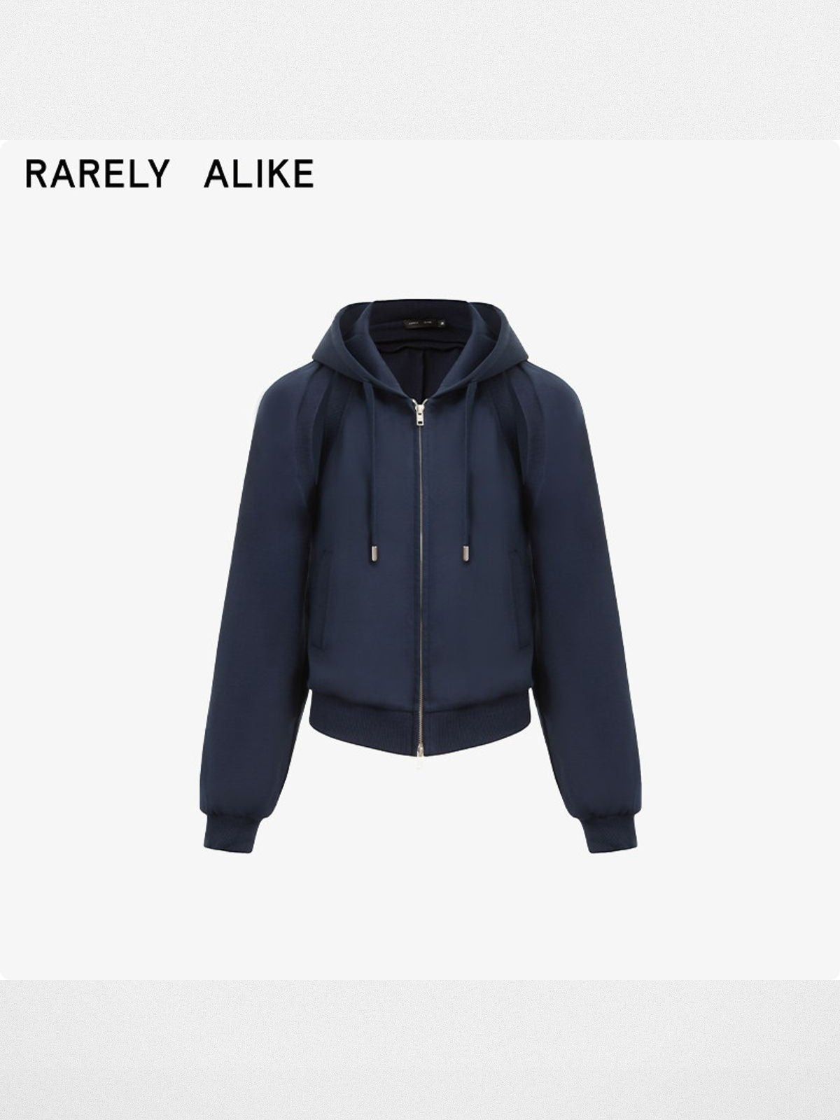 RARELY ALIKE Convertible Zip Up Hoodie in Navy Blue