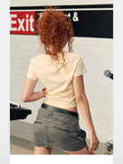 BeerBro Puff Print Puppy Baby Tee in Cream - On Model