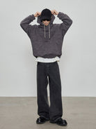 NANS Heavyweight Washed French Terry Hoodie in Gray - On Model