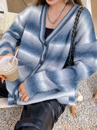 BeerBro Gradient Striped Knit Cardigan in Blue