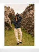 Roolrren Homme Textured Cotton Hoodie in Black - Lifestyle