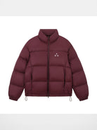 FPA Logo Print Down Puffer Jacket in Burgundy