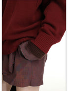 MasonPrince Mock Two Piece Wool Blend Sweater in Burgundy - On Model