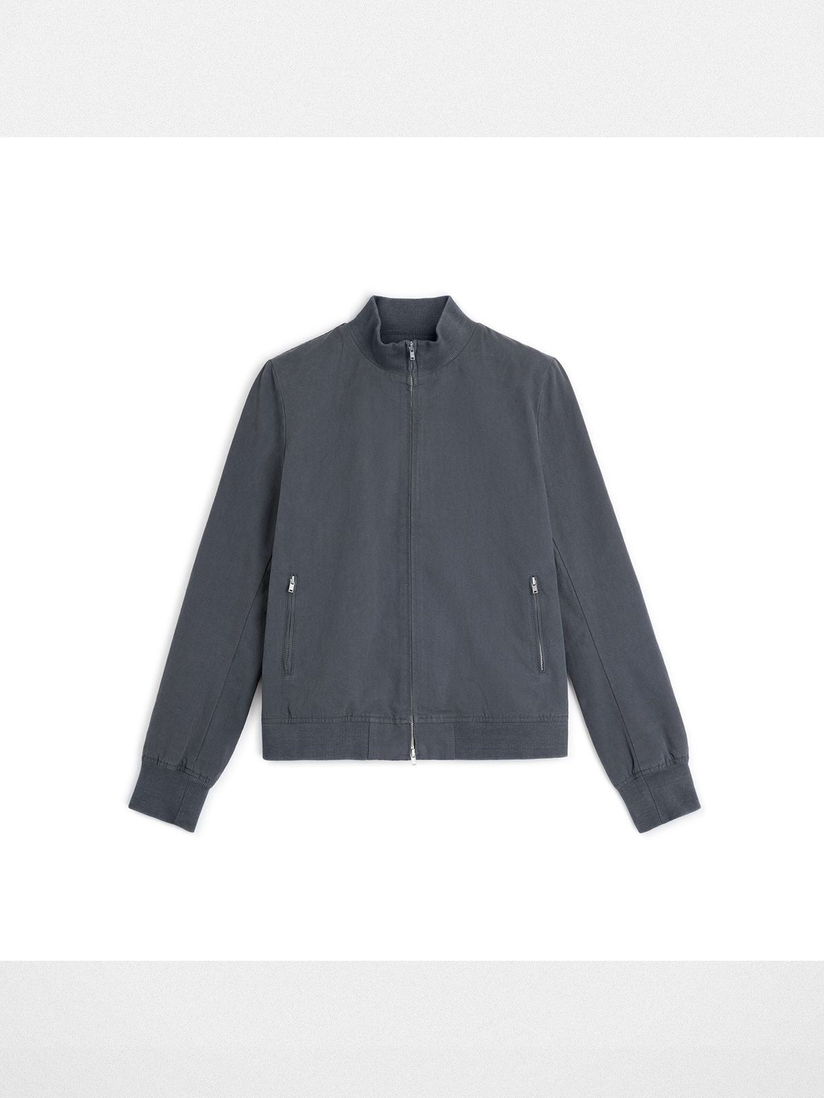 alright then Brushed Cotton Stand Collar Jacket in Gray