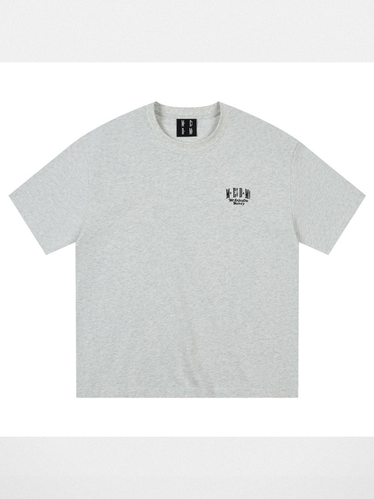 MEDM Embroidered Logo Cotton T Shirt in Gray