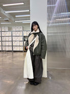 NeverSeez Asymmetric Zip Sherpa Collar Jacket in Green - On Model