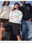 MEDM Cotton Blend Logo Crewneck in White - Lifestyle