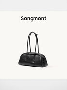 Songmont Small Nappa Leather Bowling Bag in Black