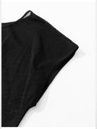 RandomPiece Asymmetric Linen Blend Knit Top in Black - Detail