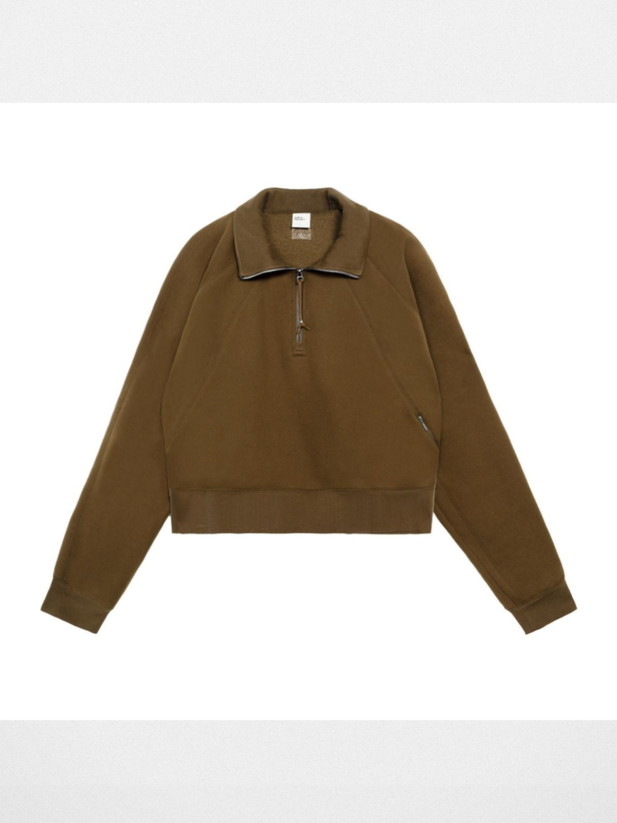 Simple Project Mock Neck Half Zip Sweatshirt in Olive