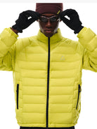 FPA Contrast Zip Down Puffer in Green - On Male Model