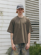SOD Online Store Deconstructed Panel Cotton T Shirt in Olive - Lifestyle