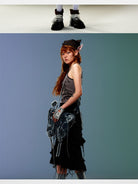 CFIERCE Chain Detail Elf Ear Hat in Black - On Female Model