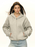 ARISEISM Oversized Cotton Blend Zip Up Hoodie in Gray - On Model