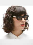 FUTURE UPDATE Geometric Acetate Sunglasses in Orange - On Female Model