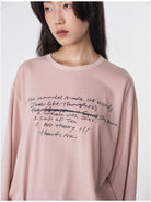 RandomPiece Letter Print Cotton T Shirt in Pink - On Model
