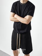 Roolrren Homme Organic Cotton Blend T Shirt in Black - On Model