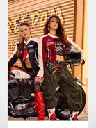 BeerBro Padded Faux Leather Moto Jacket in Red - Lifestyle