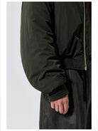 Simple Project Faux Fur Shawl Collar Padded Jacket in Green - On Male Model