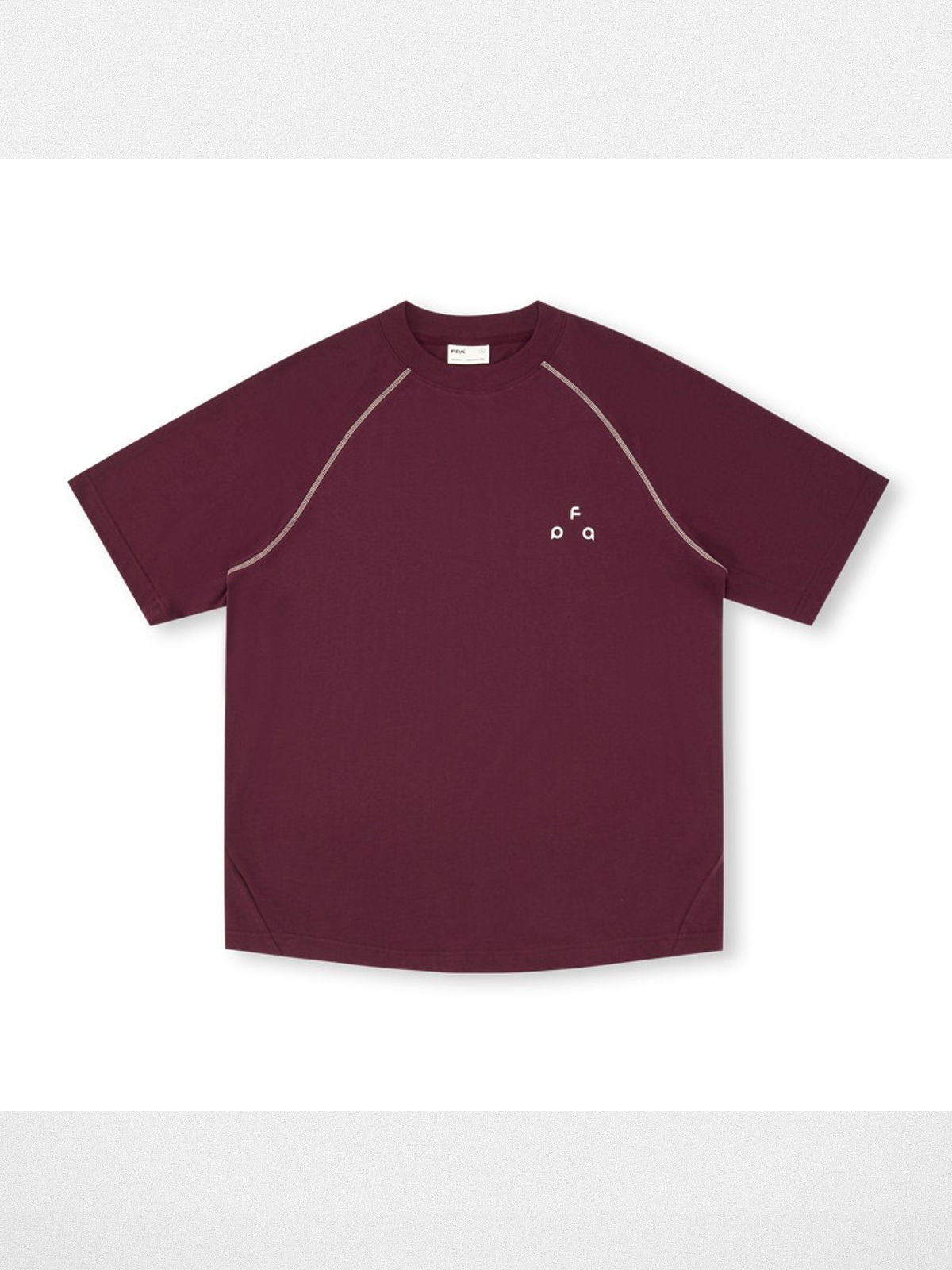 FPA Contrast Stitch Antibacterial T Shirt in Burgundy