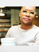 FUTURE UPDATE Round Acetate Sunglasses in Cream - On Male Model