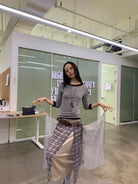 NeverSeez Tencel Wool Blend 3 4 Sleeve Top in Brown - On Model