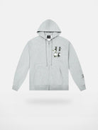 MEDM Camellia Embroidered Zip Hoodie in Gray