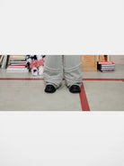 CFIERCE Cross Print Wide Leg Sweatpants in Gray - On Model