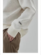 NANS Heavyweight Brushed Fleece Crewneck in Gray - Detail