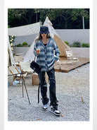 BeerBro Gradient Striped Knit Cardigan in Blue - Lifestyle