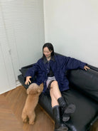 NeverSeez Vintage Wash Nylon Barn Jacket in Navy - Lifestyle