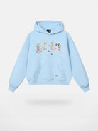 MEDM Floral Patch Fleece Hoodie in Sky Blue