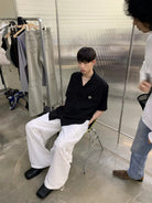 NeverSeez Accordion Pocket Wide Leg Cargo Pants in Black