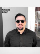 FUTURE UPDATE Deconstructed Round Frame Sunglasses in Black - On Male Model