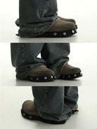 MASONPRINCE Matte Suede Platform Clogs in Black #color_black