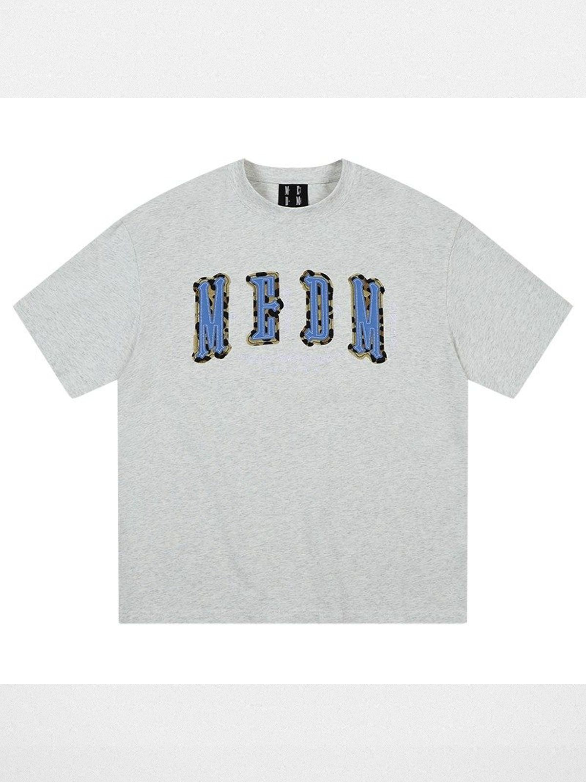 MEDM Letter Patch Cotton T Shirt in Gray