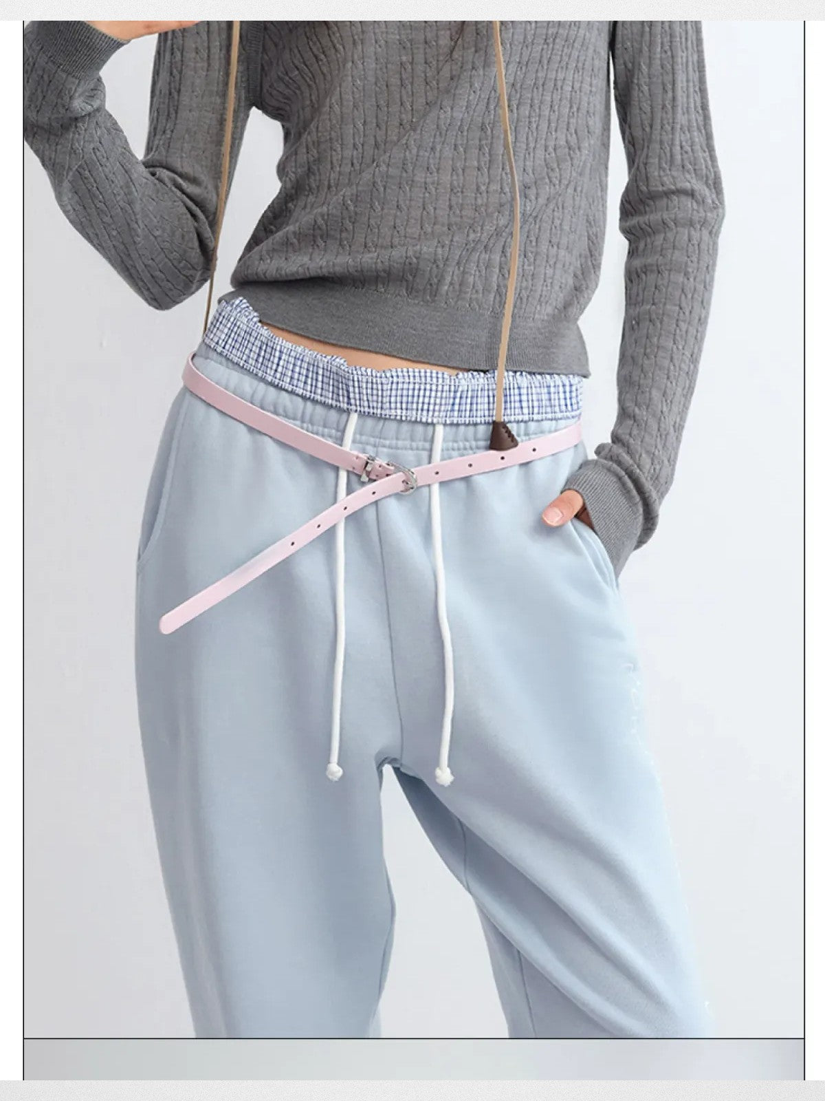 RARELY ALIKE Patent Leather Belt in Pink - On Model