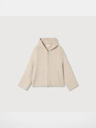 ROYA Cashmere Wool Hooded Short Coat in White