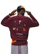 FPA Store Heavyweight Graphic Long Sleeve Tee in Burgundy - On Model