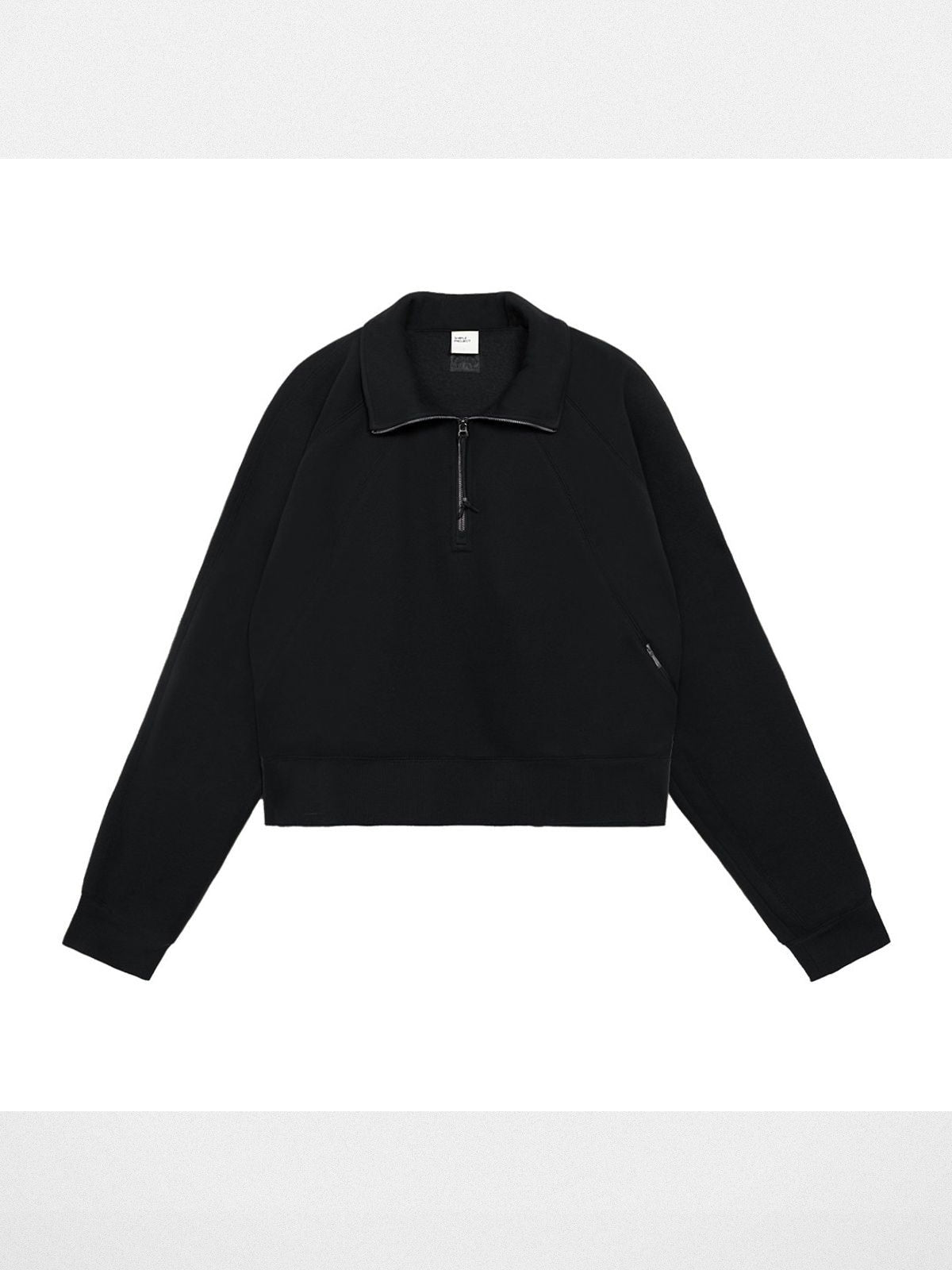 Simple Project Mock Neck Half Zip Sweatshirt in Black