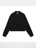 Simple Project Mock Neck Half Zip Sweatshirt in Black