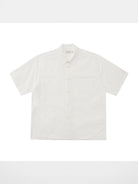 NANS Sand Washed Cotton Curved Hem Shirt in White