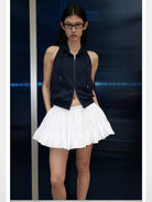 RARELY ALIKE Convertible Zip Up Hoodie in Navy Blue - On Model