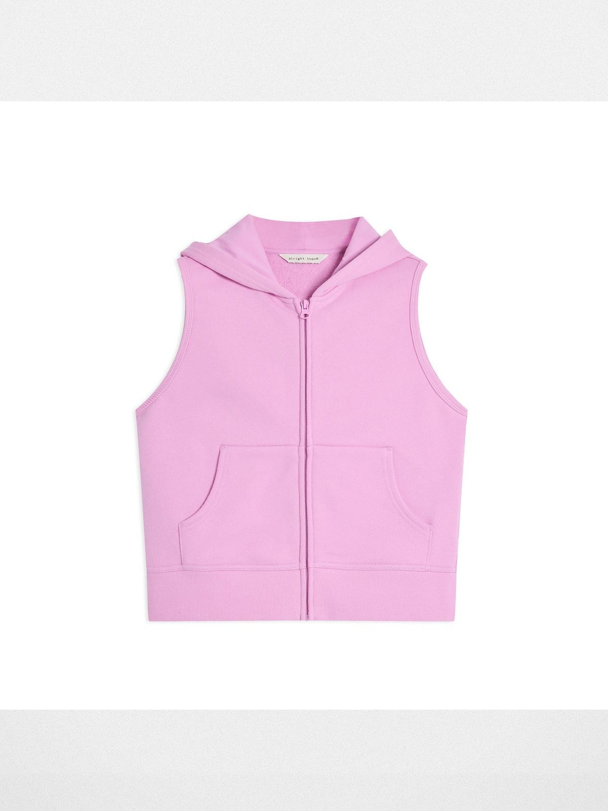 Alright Then Zip Up Hooded Sweatshirt Vest in Pink