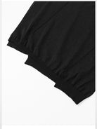 RandomPiece Asymmetric Linen Blend Knit Top in Black - Detail