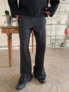 TRIANGLE PROJECT Brushed Cotton Wide Leg Sweatpants in Black - Lifestyle