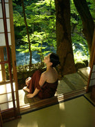 1S STUDIO Acetate Satin Strapless Dress in Brown - Lifestyle