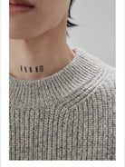 NANS Heavyweight Oversized Merino Crewneck in Beige - On Model