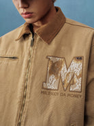 MEDM Lace Appliqu Detroit Jacket in Beige - On Male Model