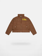 MEDM Embroidered Down Puffer Jacket in Brown